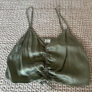 Wilfred Satin Blouse Front Tie Green Size Small